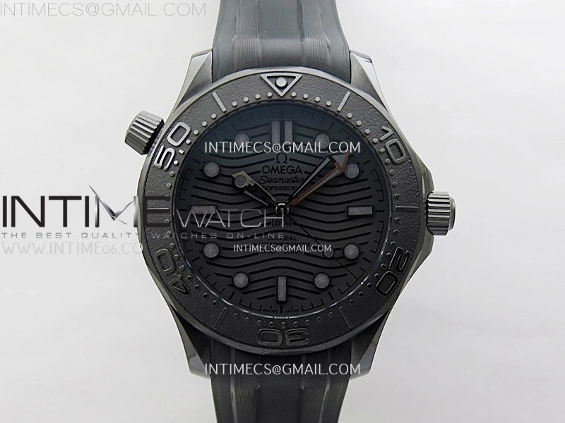Seamaster 300m 43.5mm Black Ceramic VSF 1:1 Best Edition Black Dial on Black Rubber Strap A8806